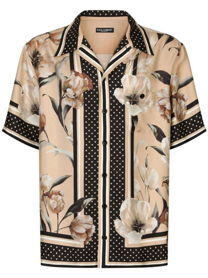 Dolce & Gabbana floral-print silk shirt - Brown von Dolce & Gabbana