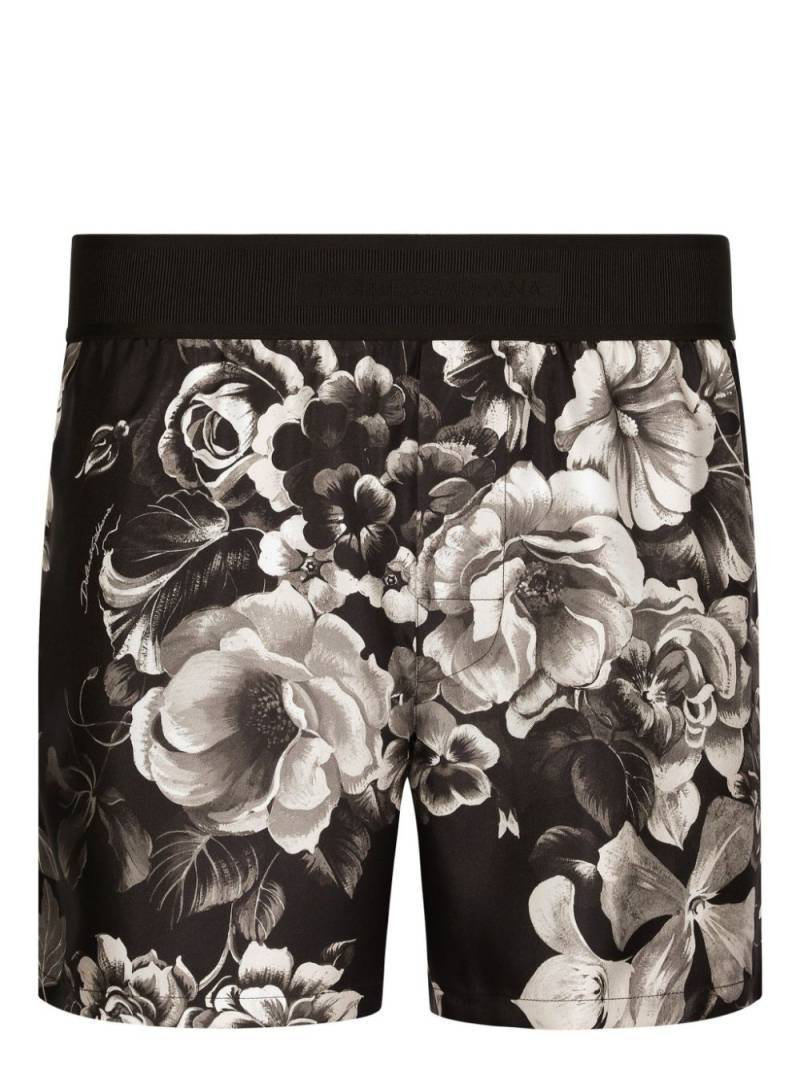 Dolce & Gabbana floral-print silk shorts - Black von Dolce & Gabbana