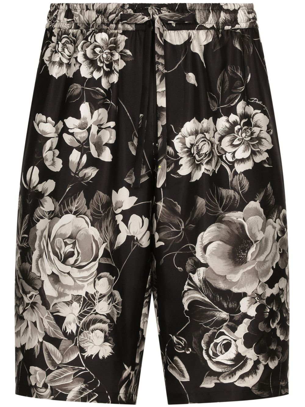 Dolce & Gabbana floral-print silk shorts - Black von Dolce & Gabbana