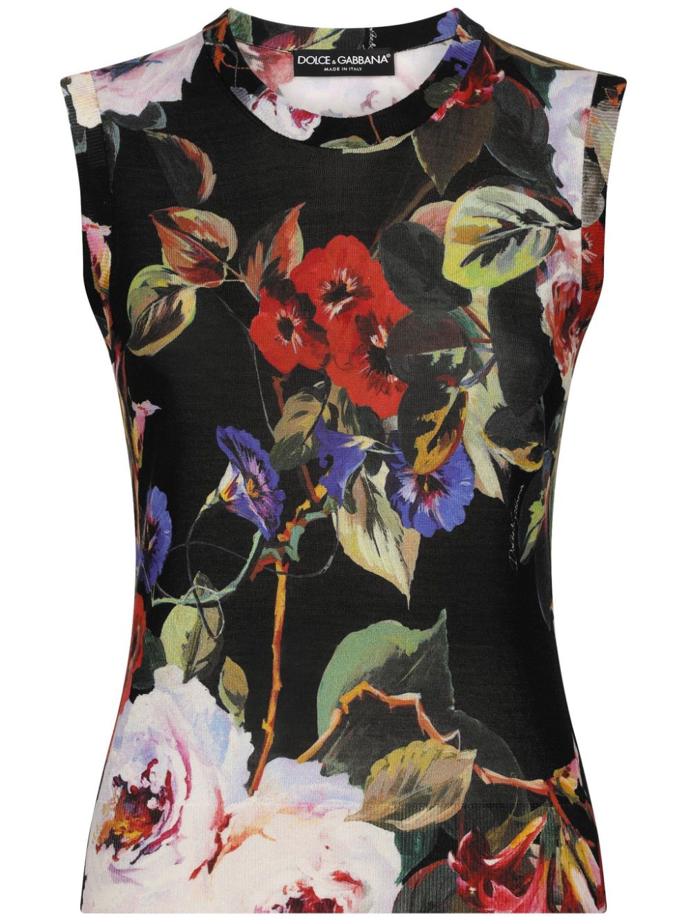 Dolce & Gabbana floral-print silk tank top - Black von Dolce & Gabbana