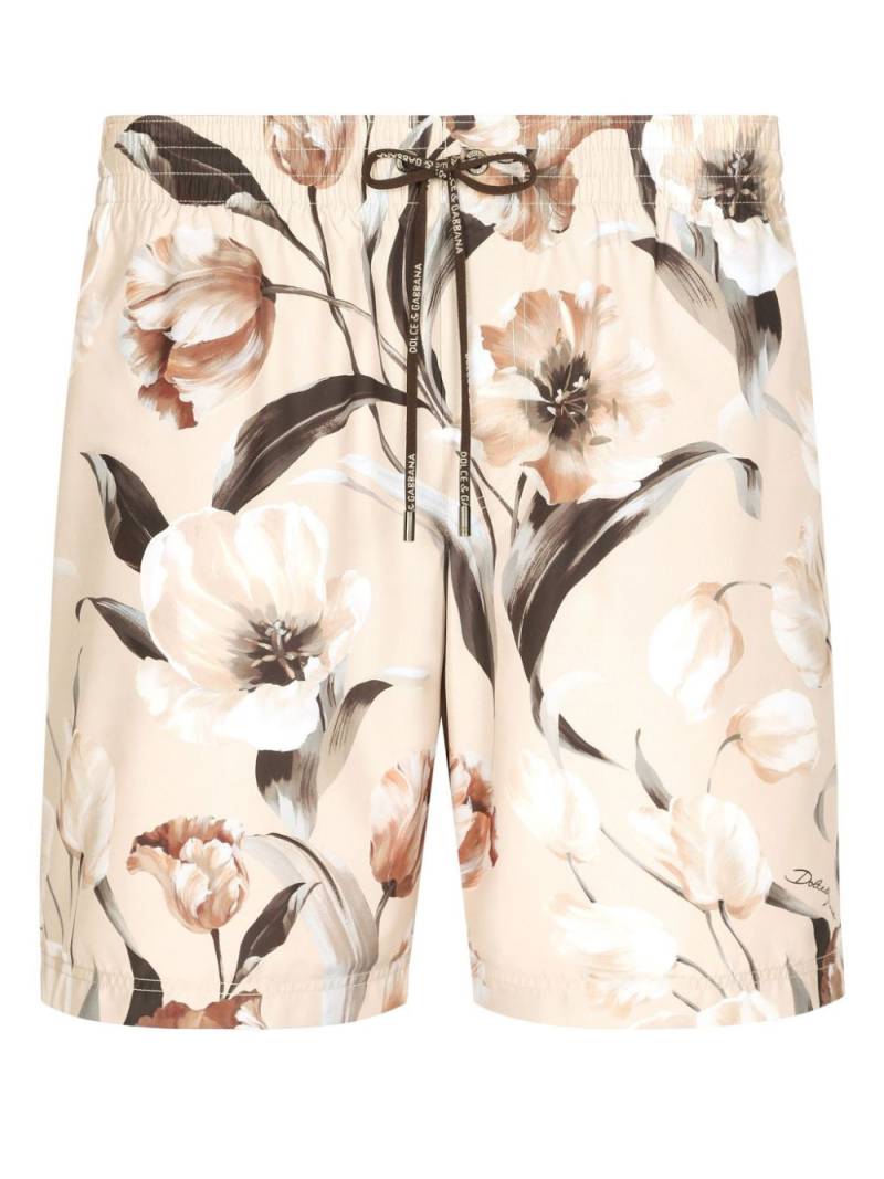 Dolce & Gabbana floral-print swim shorts - Neutrals von Dolce & Gabbana