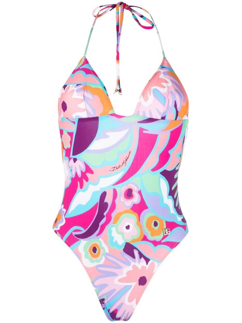 Dolce & Gabbana floral-print swimsuit - Pink von Dolce & Gabbana