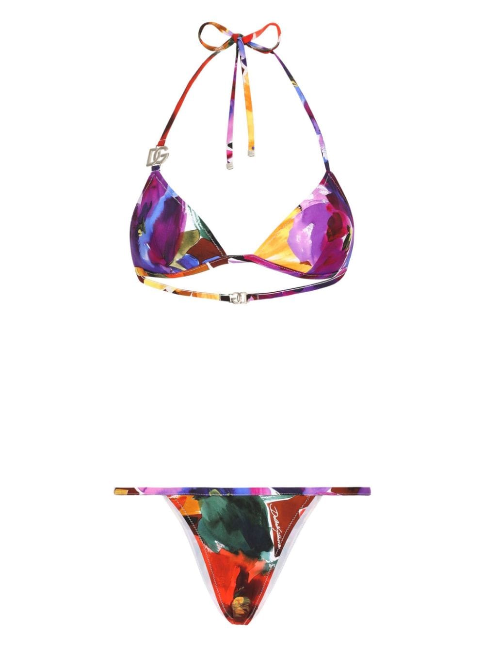 Dolce & Gabbana floral-print triangle bikini set - Purple von Dolce & Gabbana