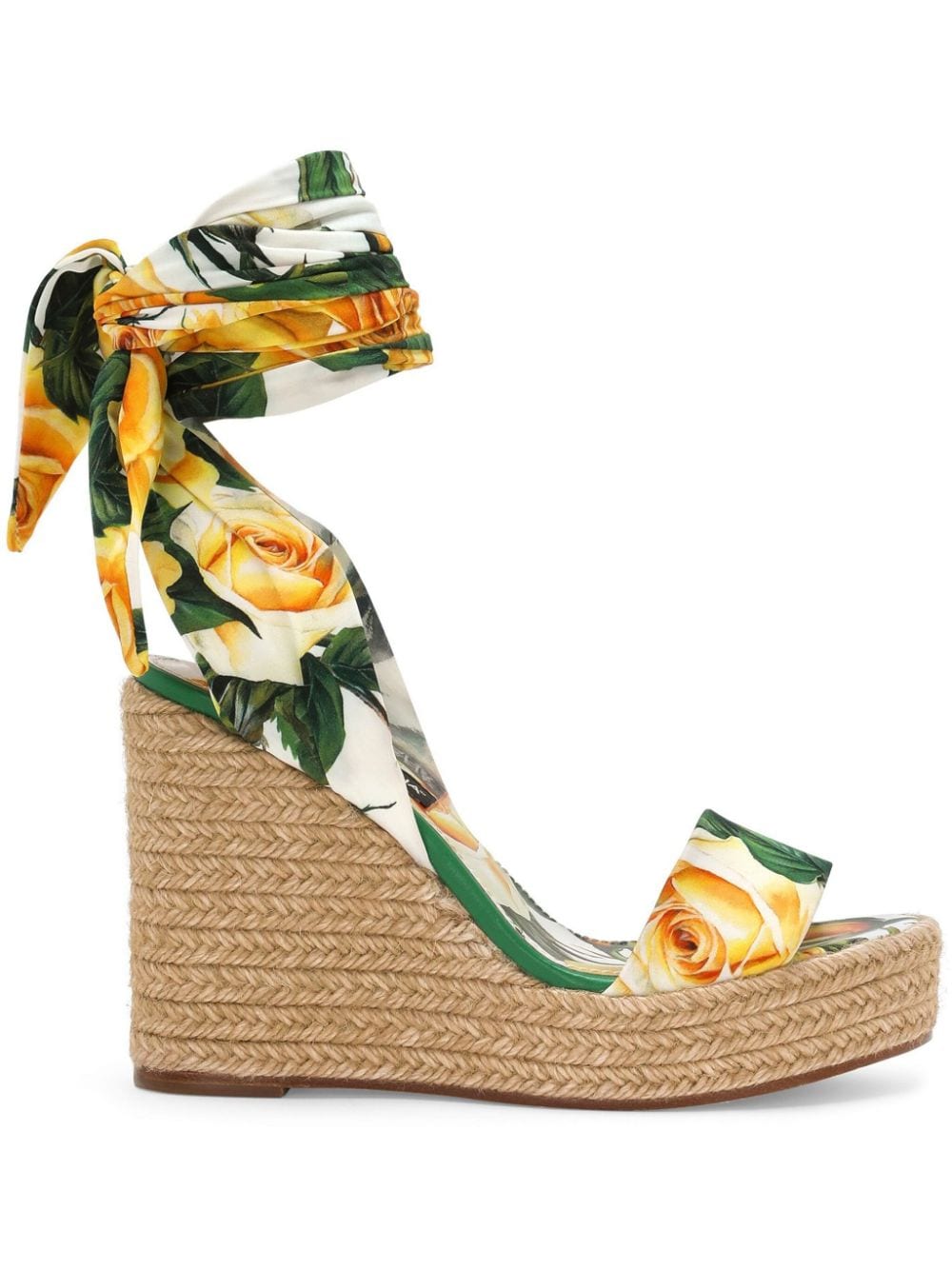 Dolce & Gabbana floral-print wedge sandals - Green von Dolce & Gabbana