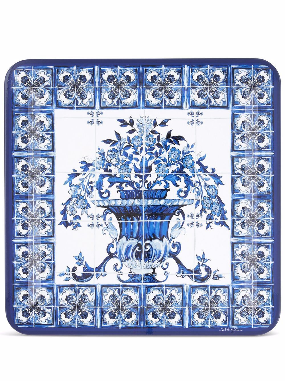 Dolce & Gabbana large Mediterraneo-print wooden tray - Blue von Dolce & Gabbana