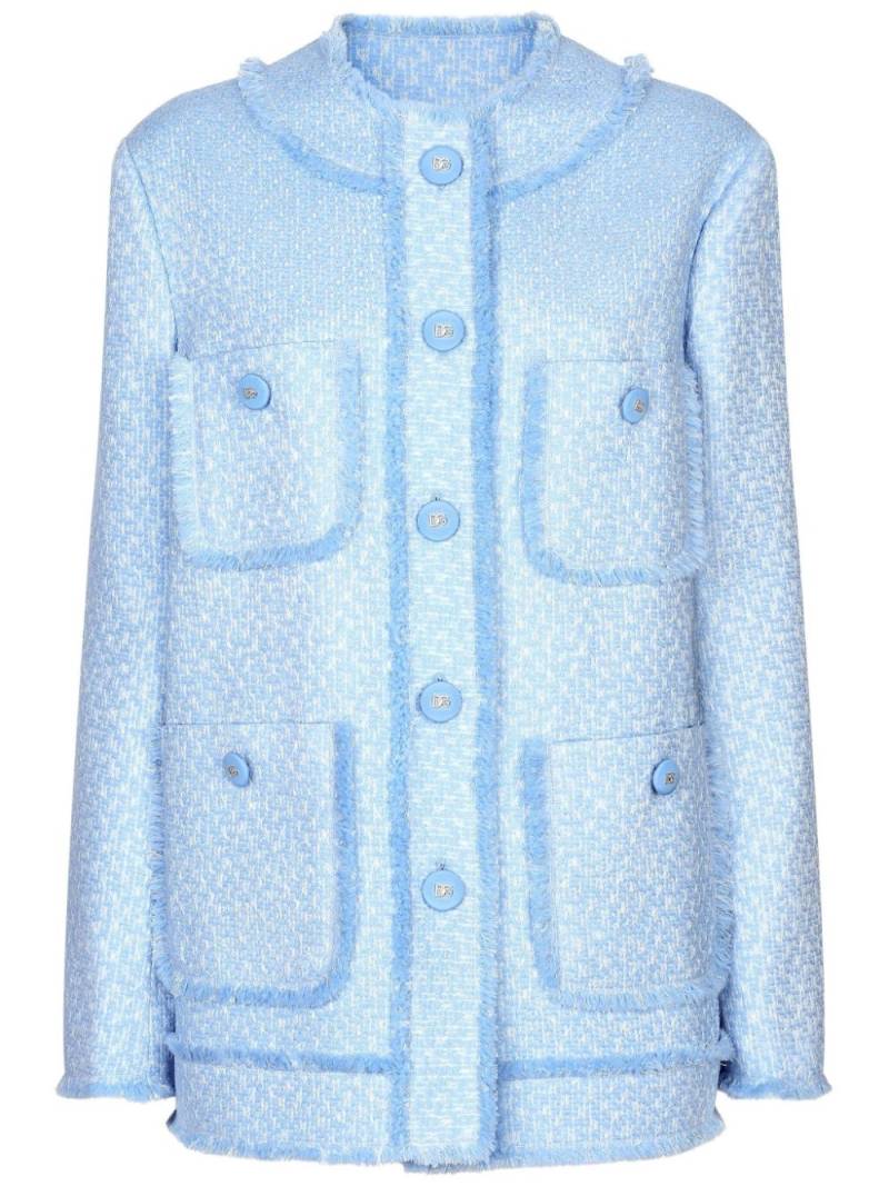 Dolce & Gabbana frayed tweed jacket - Blue von Dolce & Gabbana