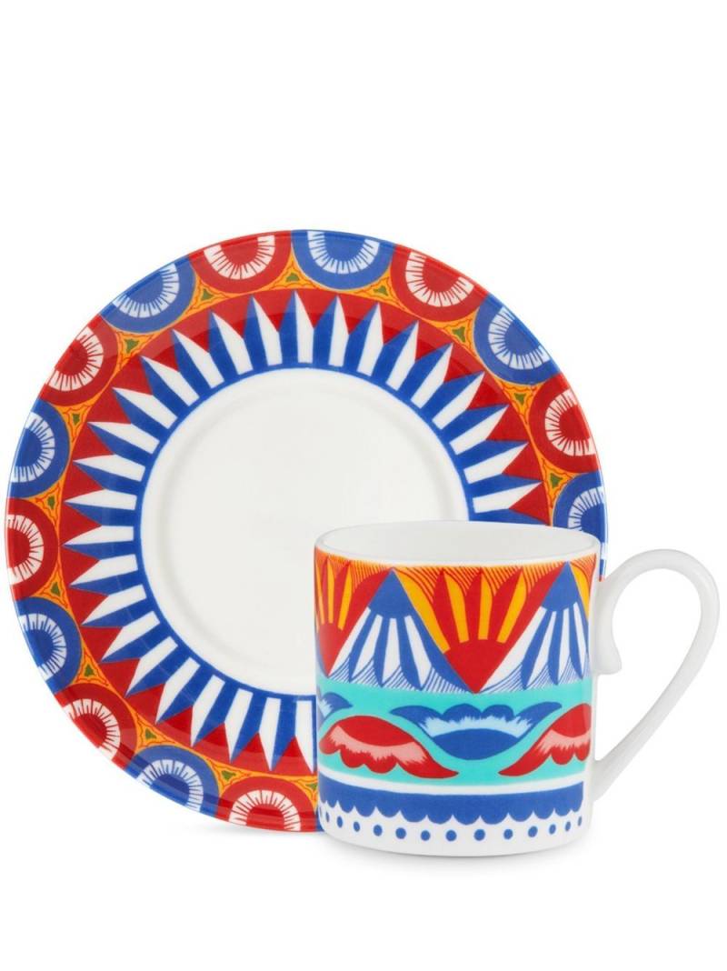 Dolce & Gabbana geometric-pattern porcelain espresso-set - Blue von Dolce & Gabbana