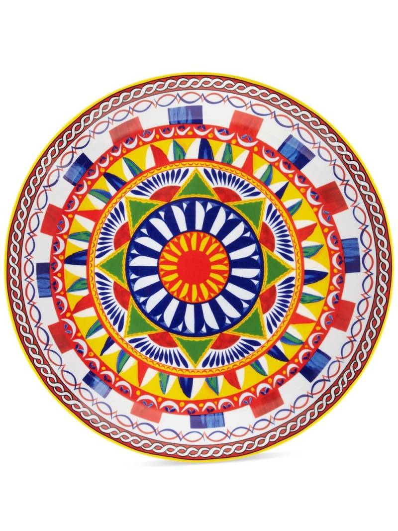 Dolce & Gabbana geometric-pattern porcelain platter - Blue von Dolce & Gabbana