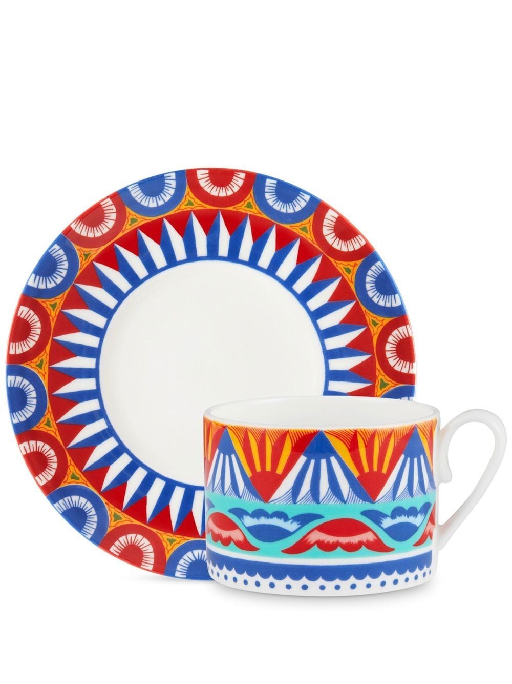 Dolce & Gabbana geometric-pattern porcelain tea-set - Blue von Dolce & Gabbana