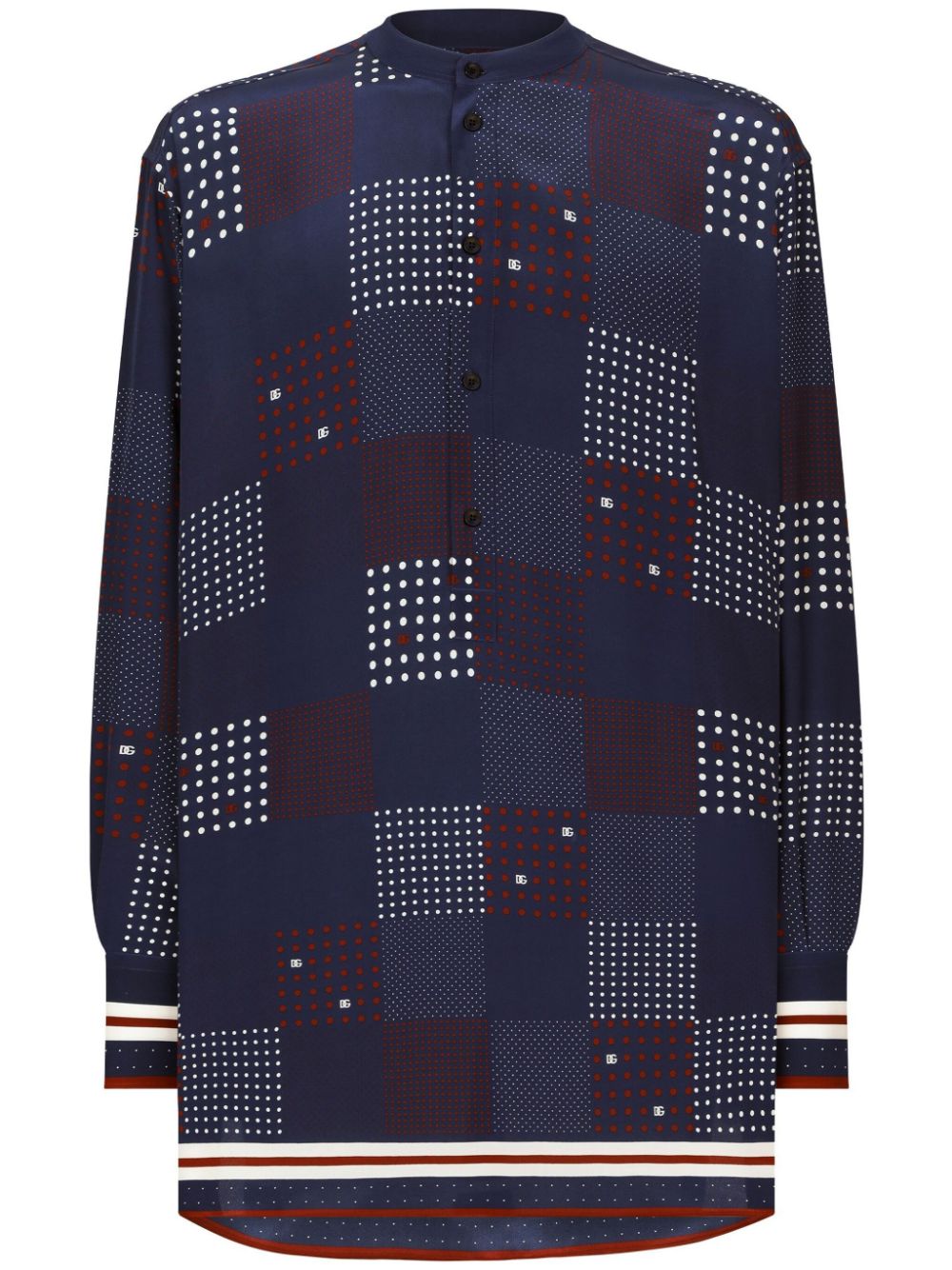 Dolce & Gabbana geometric-print silk shirt - Blue von Dolce & Gabbana