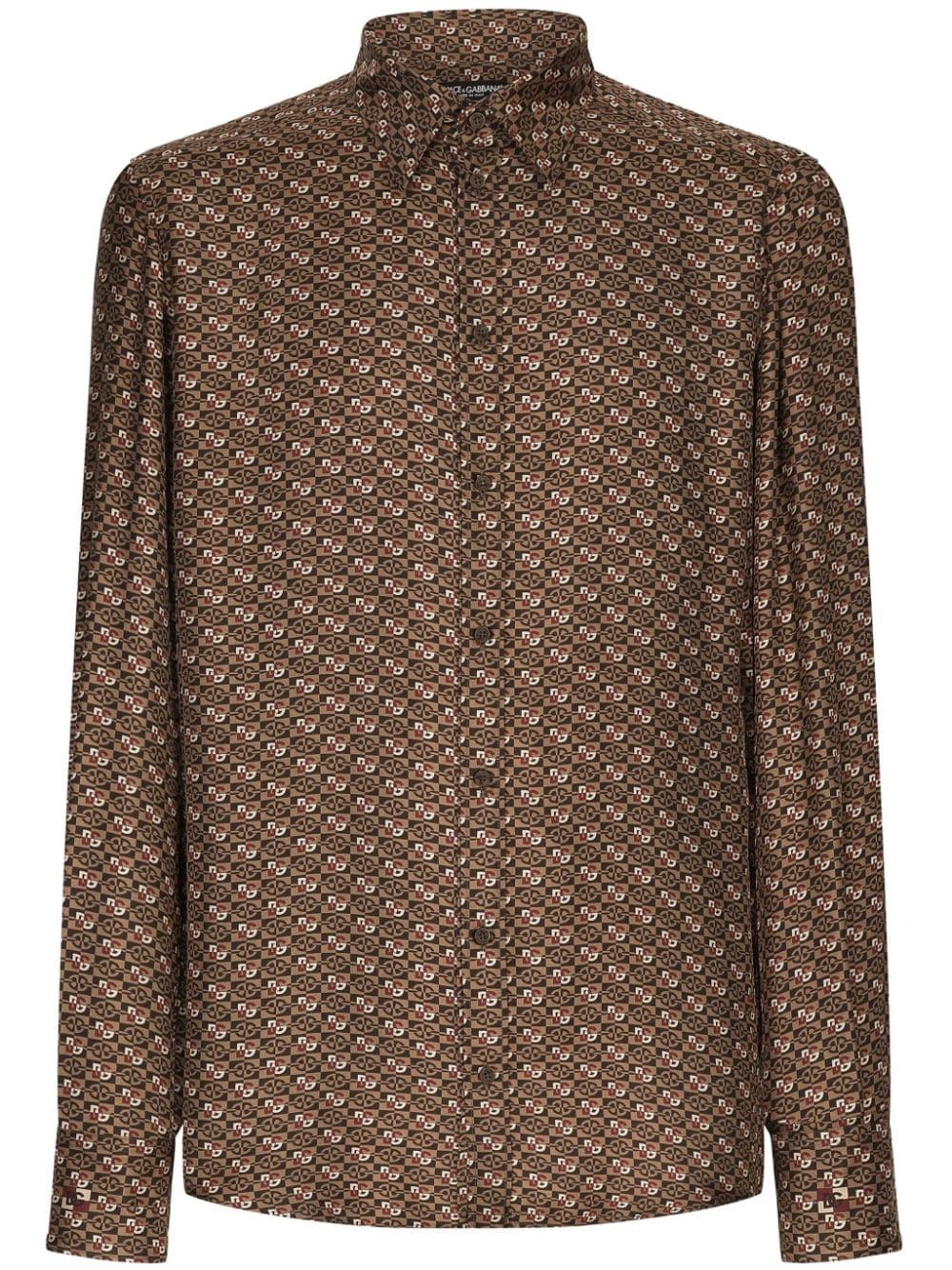 Dolce & Gabbana geometric-print silk shirt - Brown von Dolce & Gabbana