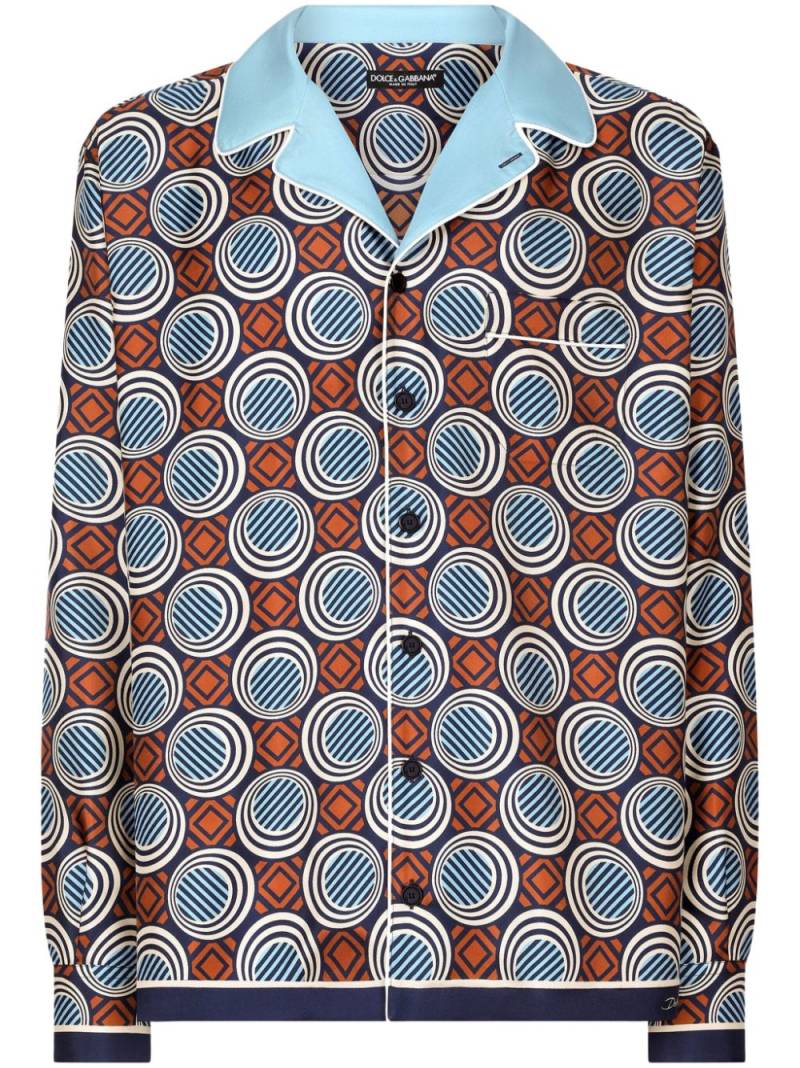 Dolce & Gabbana geometric-print silk shirt - Red von Dolce & Gabbana