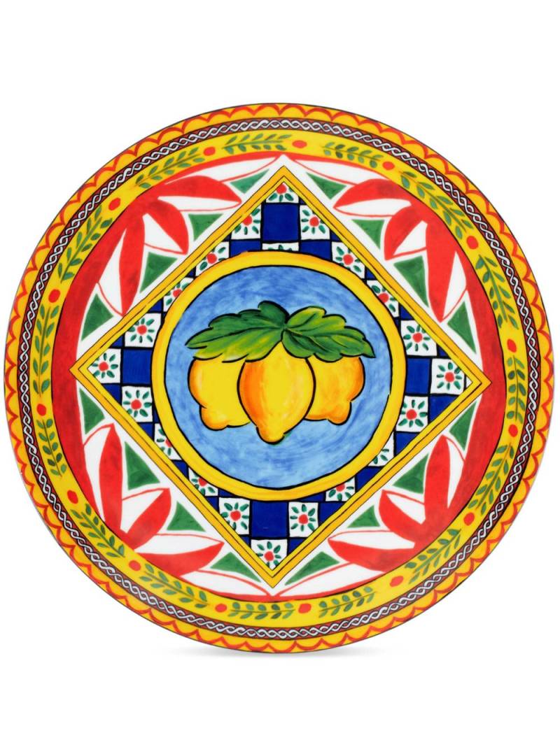 Dolce & Gabbana graphic-print porcelain charger plate - Yellow von Dolce & Gabbana