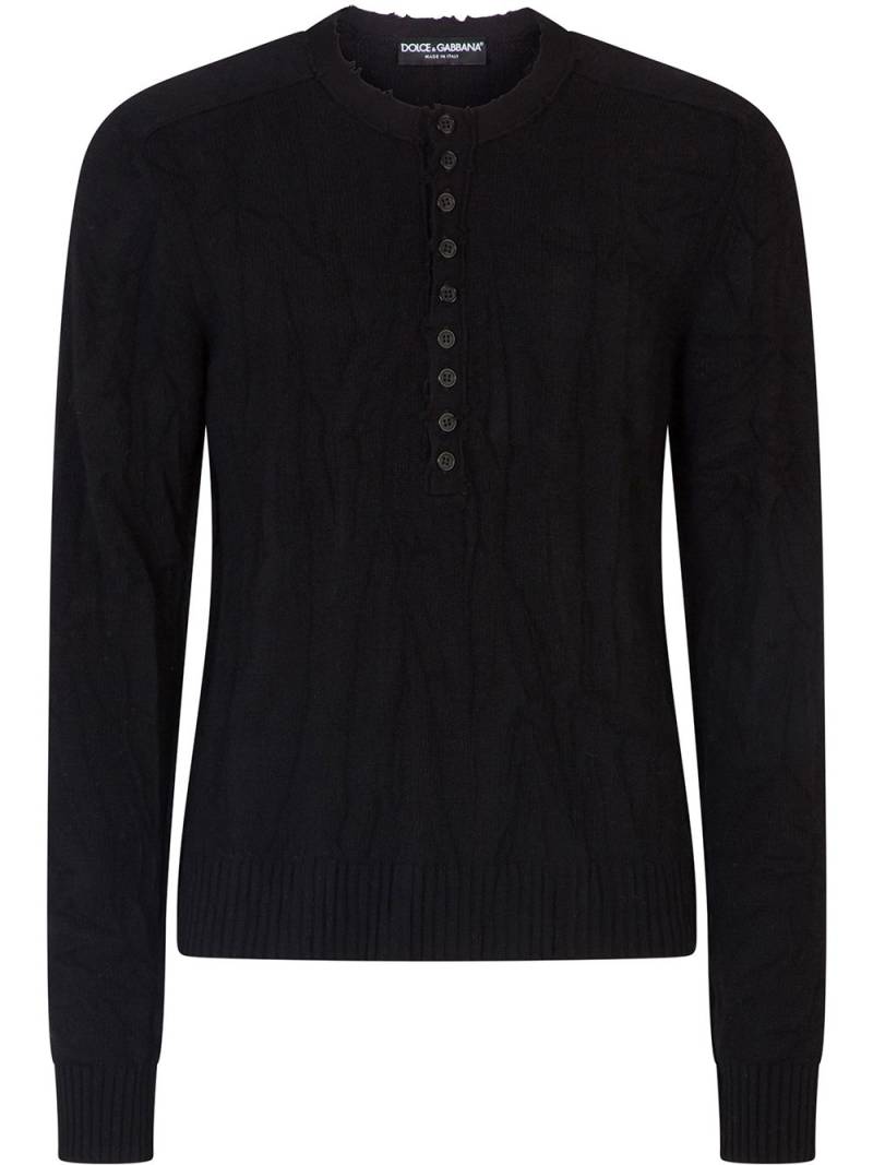 Dolce & Gabbana half-button cable-knit jumper - Black von Dolce & Gabbana