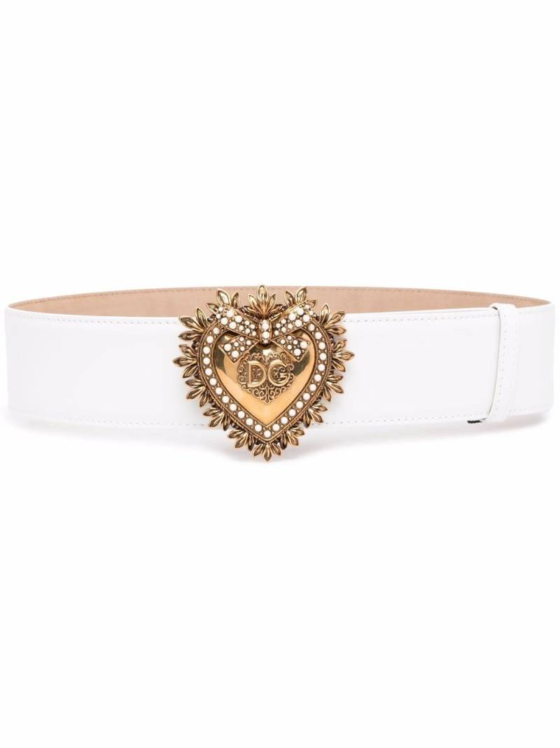 Dolce & Gabbana heart logo plaque belt - White von Dolce & Gabbana