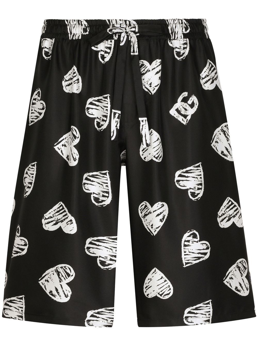 Dolce & Gabbana heart-print silk Bermuda shorts - Black von Dolce & Gabbana