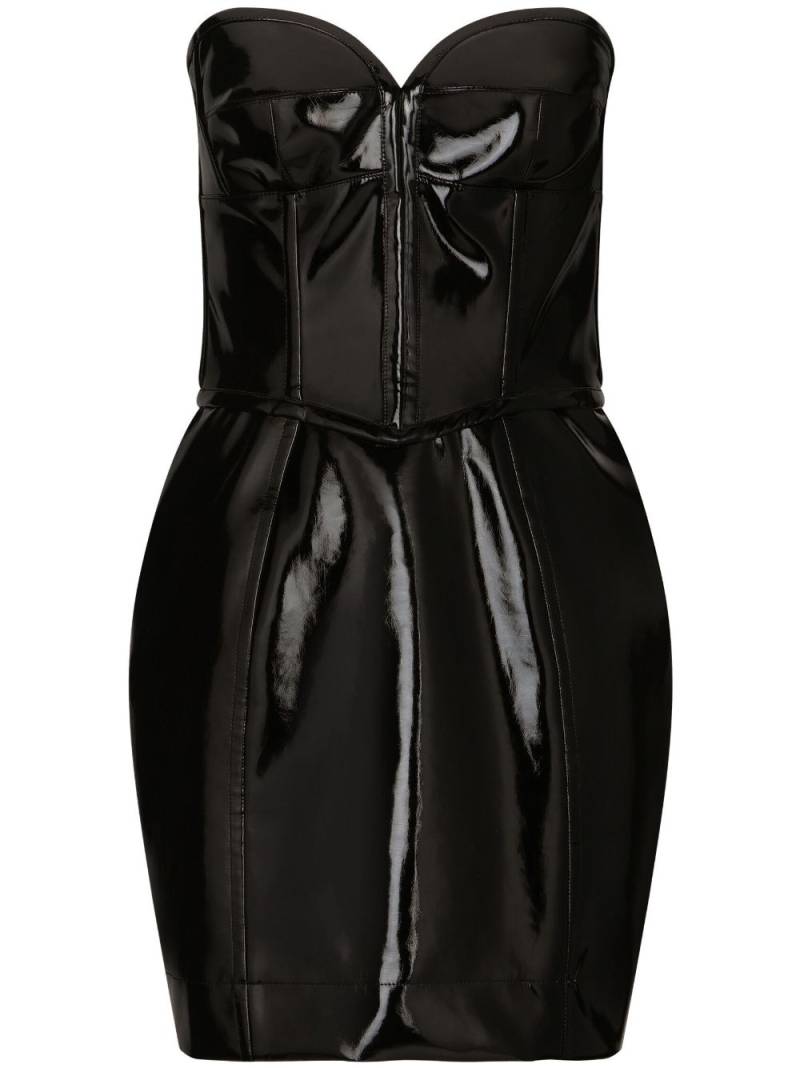 Dolce & Gabbana high-shine structured minidress - Black von Dolce & Gabbana