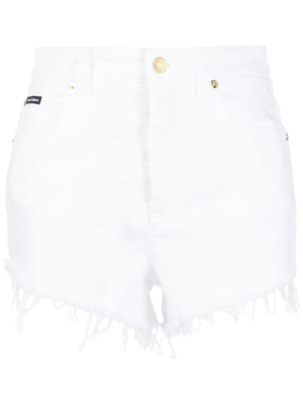 Dolce & Gabbana high-waisted frayed denim shorts - White von Dolce & Gabbana