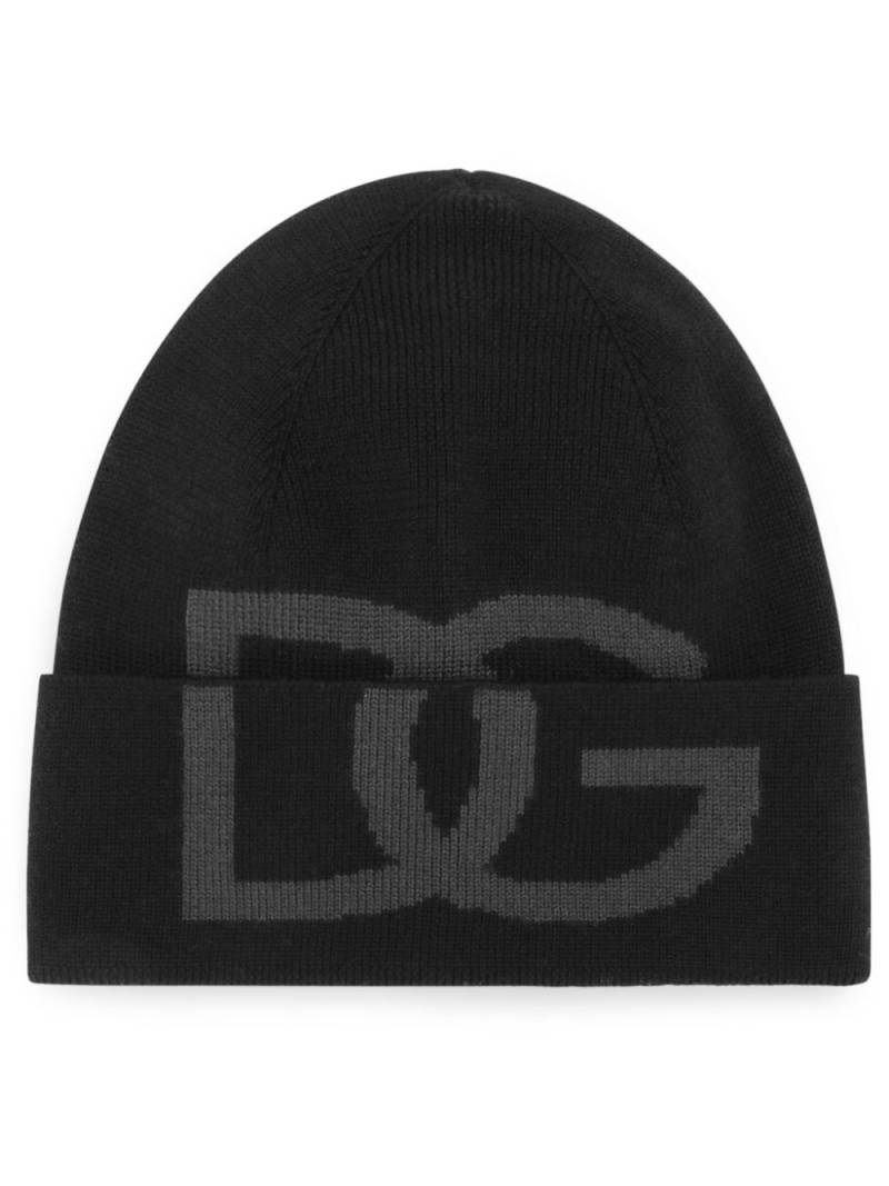 Dolce & Gabbana intarsia-knit logo beanie - Black von Dolce & Gabbana