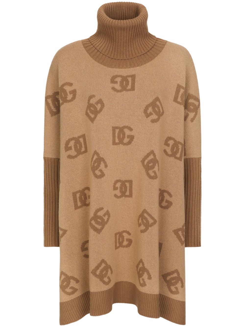 Dolce & Gabbana intarsia-knit roll-neck poncho - Brown von Dolce & Gabbana