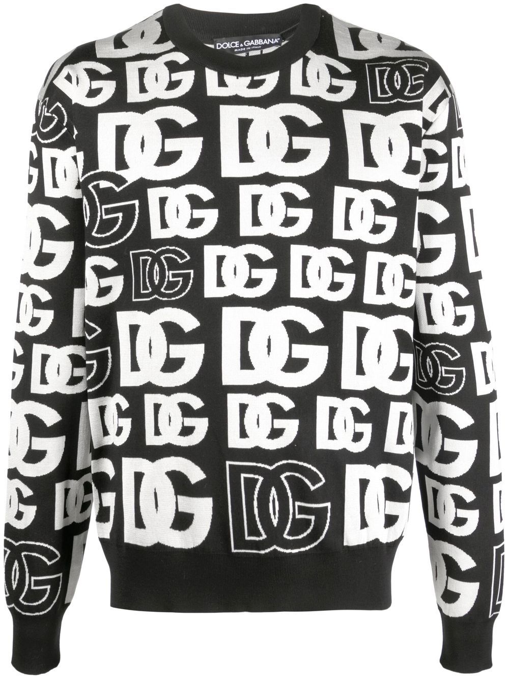 Dolce & Gabbana intarsia-logo crew-neck jumper - Black von Dolce & Gabbana