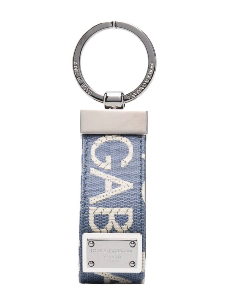 Dolce & Gabbana jacquard-logo motif keychain - Blue von Dolce & Gabbana