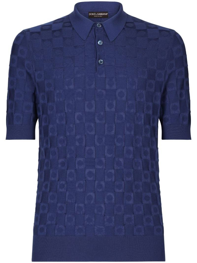 Dolce & Gabbana jacquard silk polo top - Blue von Dolce & Gabbana