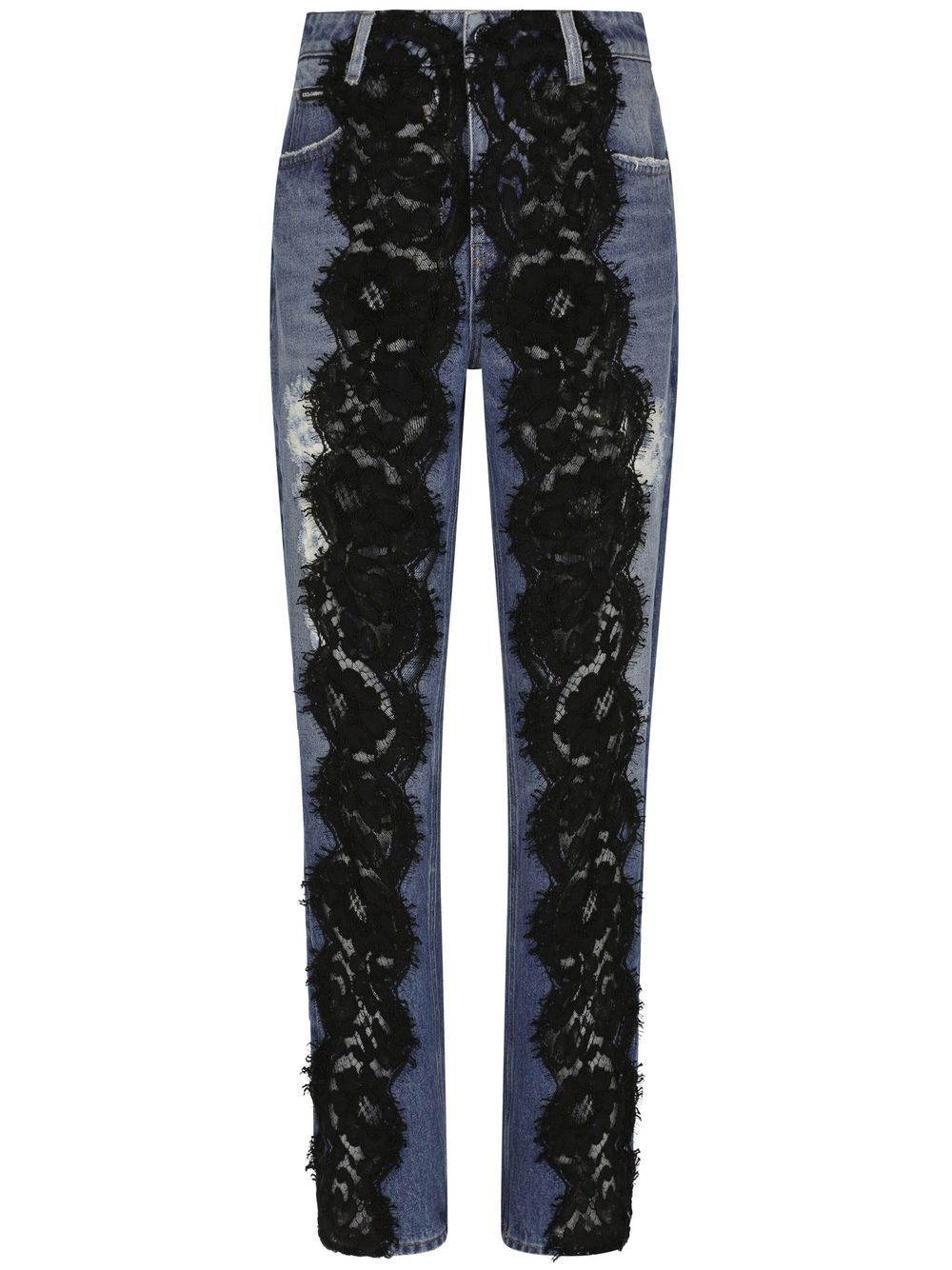 Dolce & Gabbana lace-appliqué straight-leg jeans - Blue von Dolce & Gabbana