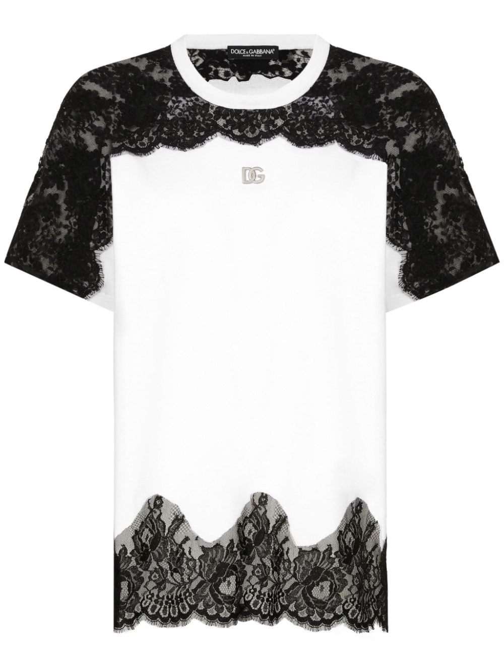 Dolce & Gabbana lace-detail panelled T-shirt - White von Dolce & Gabbana