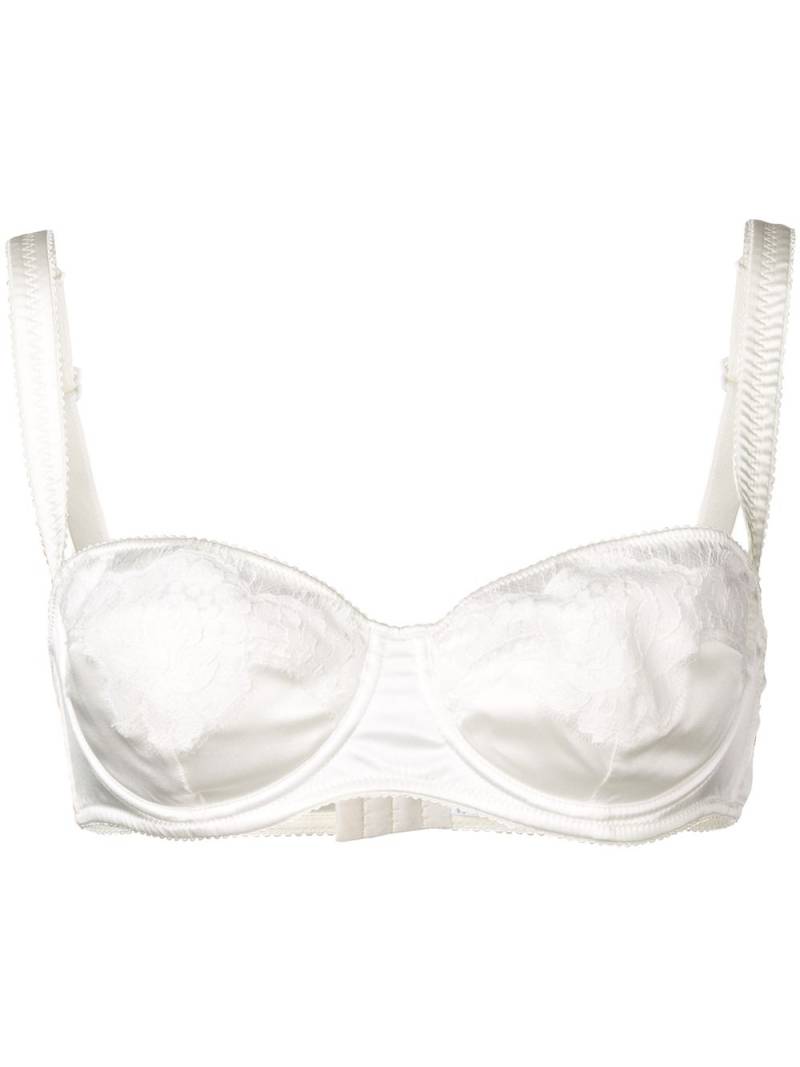 Dolce & Gabbana lace-detail satin balconette bra - White von Dolce & Gabbana