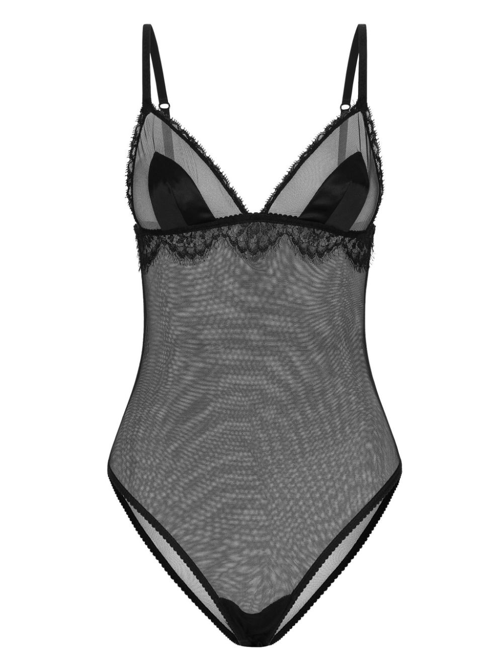 Dolce & Gabbana lace-detail sheer bodysuit - Black von Dolce & Gabbana