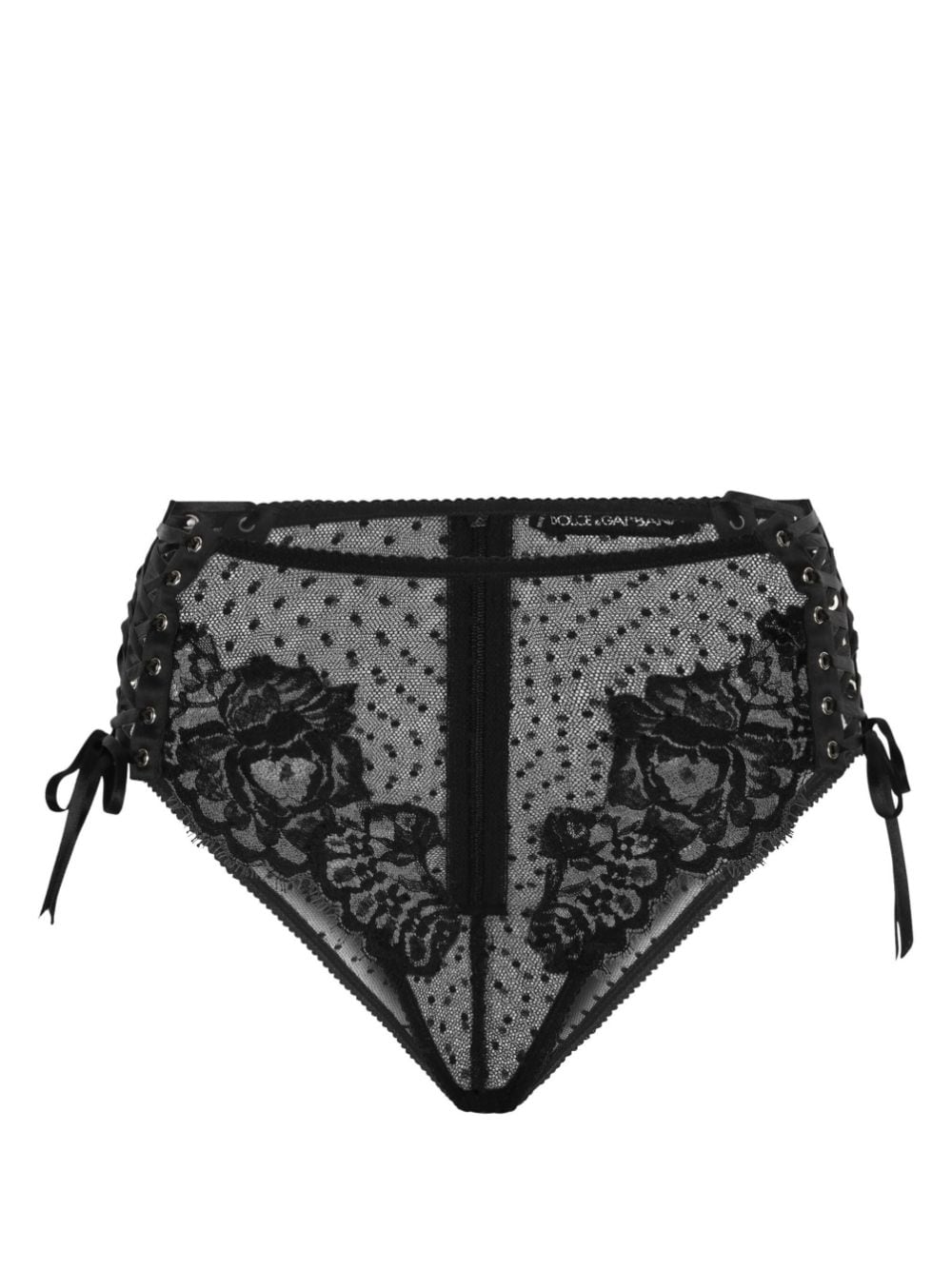 Dolce & Gabbana lace-detailing sheer briefs - Black von Dolce & Gabbana