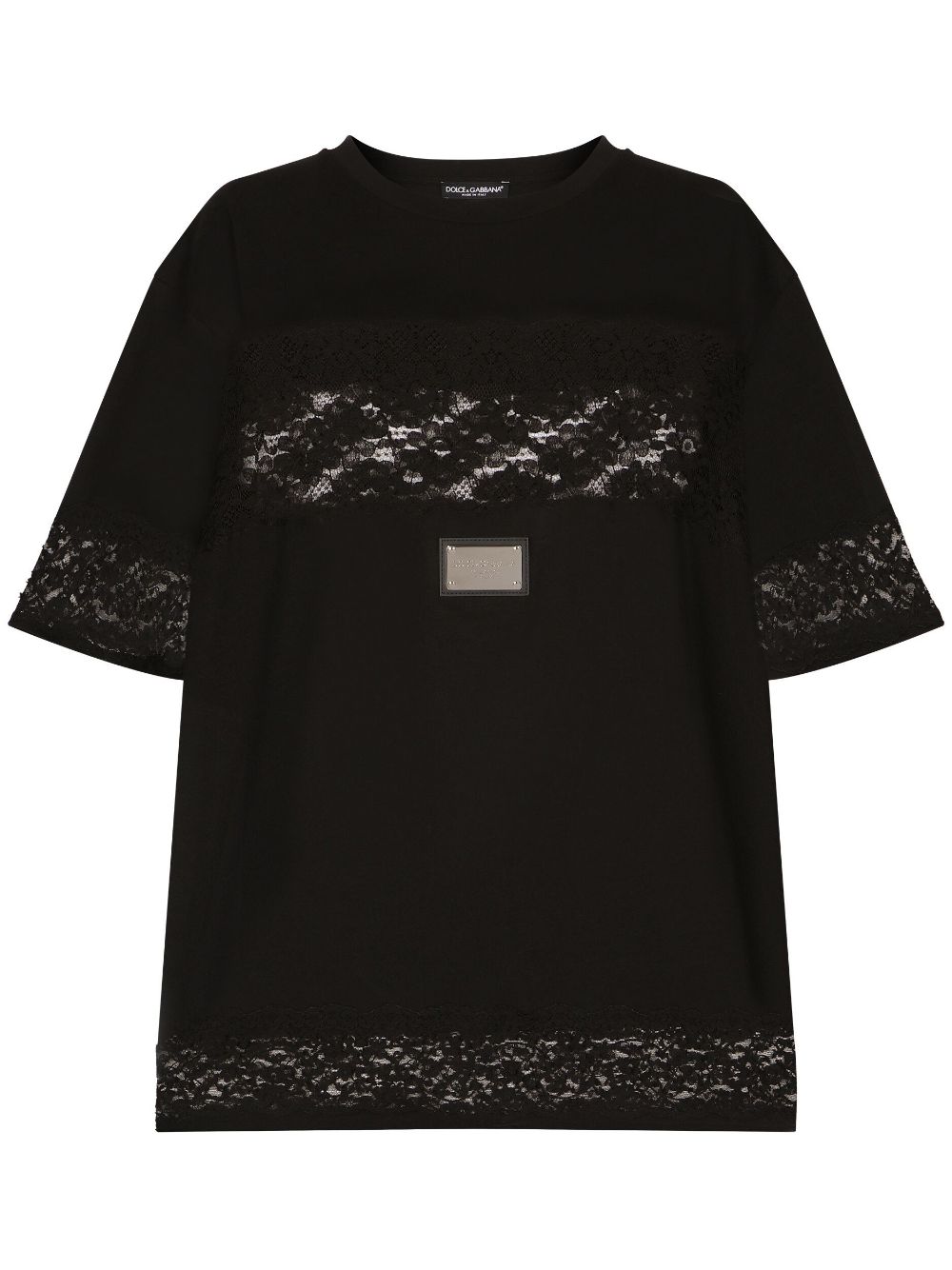 Dolce & Gabbana lace-embellished short-sleeve T-shirt - Black von Dolce & Gabbana