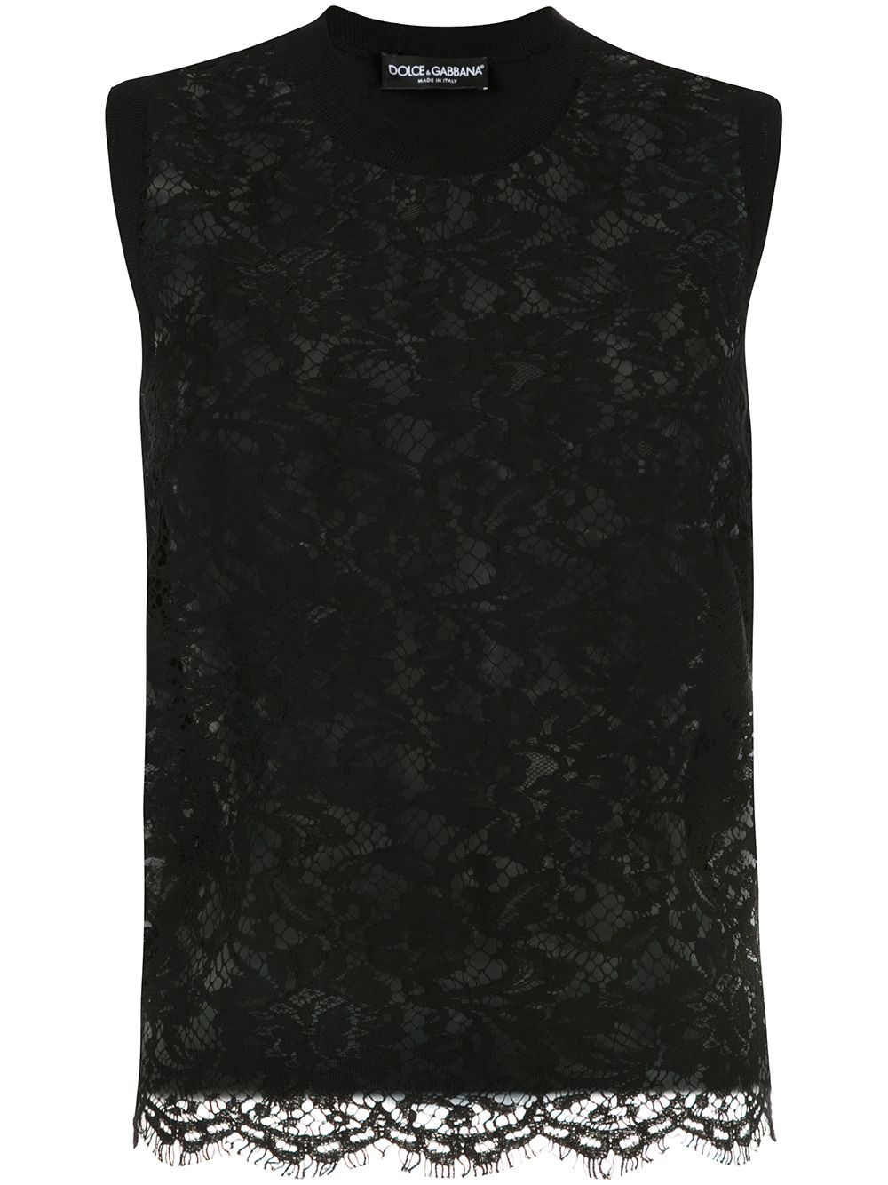 Dolce & Gabbana lace-overlay sleeveless tank top - Black von Dolce & Gabbana