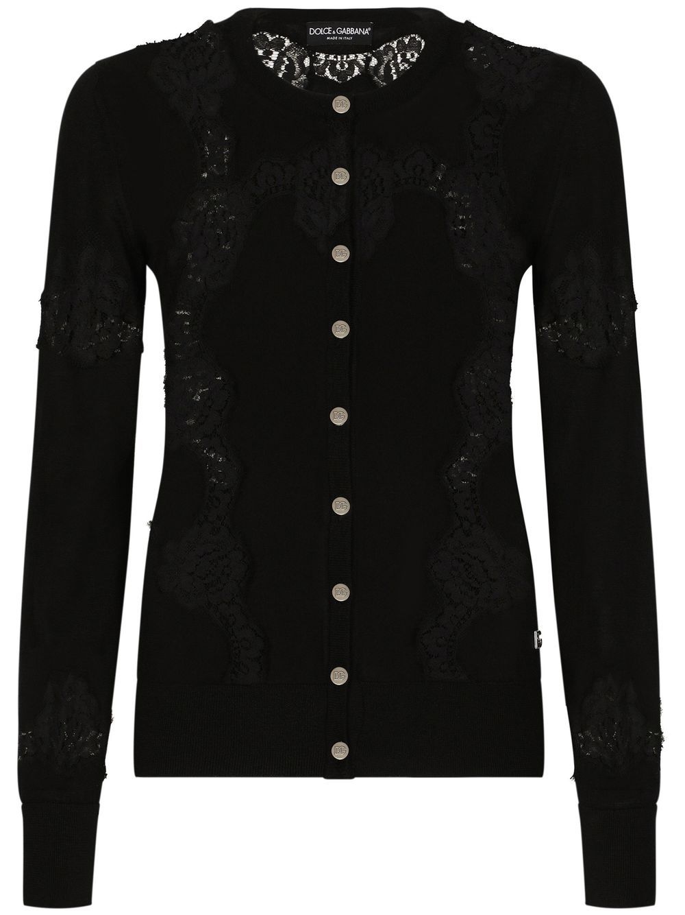 Dolce & Gabbana lace-panel cashmere-silk cardigan - Black von Dolce & Gabbana