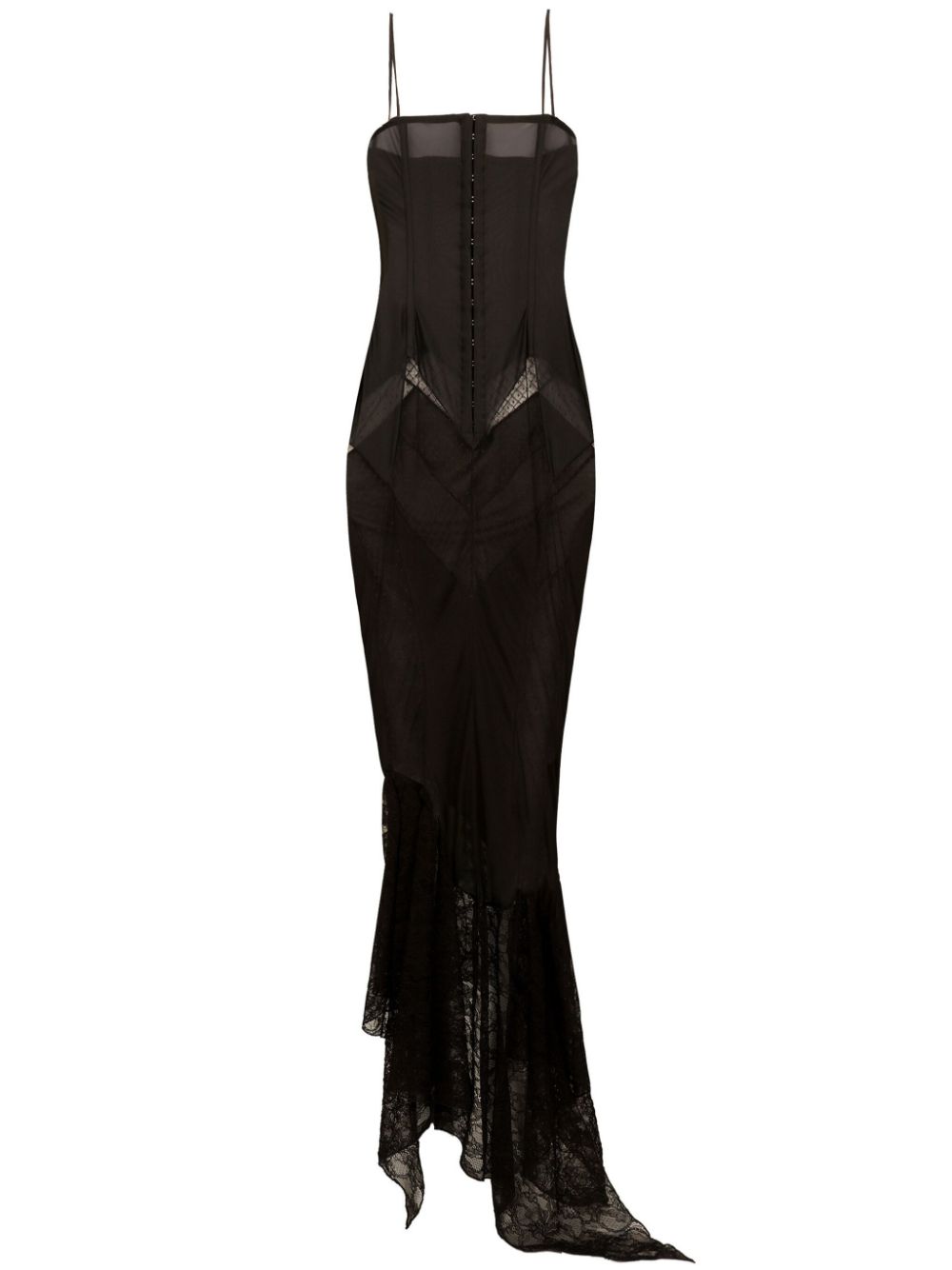 Dolce & Gabbana lace-panelled semi-sheer dress - Black von Dolce & Gabbana