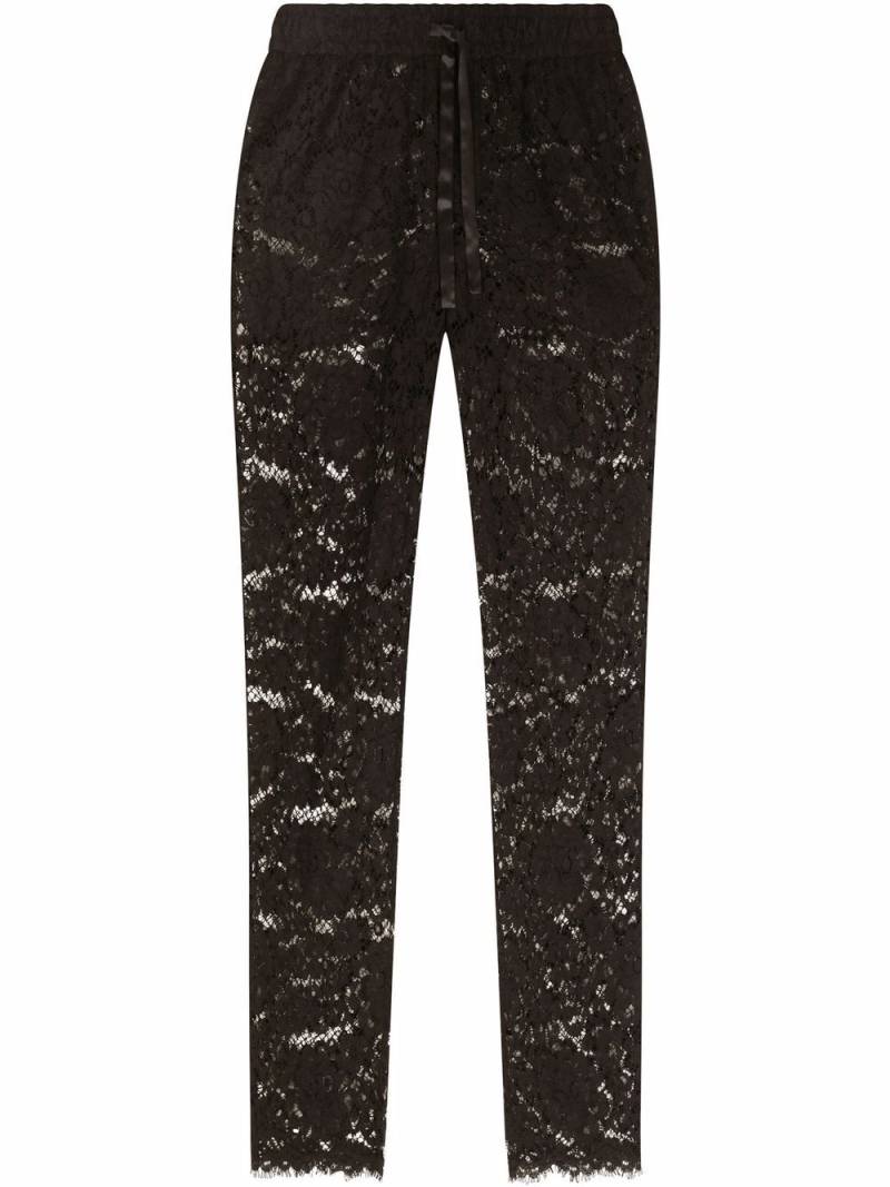 Dolce & Gabbana lace-detail track pants - Black von Dolce & Gabbana