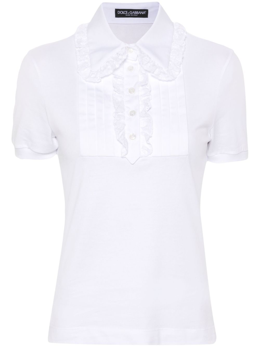 Dolce & Gabbana lace-trim polo shirt - White von Dolce & Gabbana