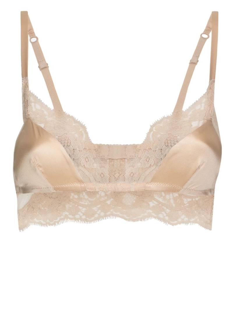 Dolce & Gabbana lace-trim satin bralette - Neutrals von Dolce & Gabbana