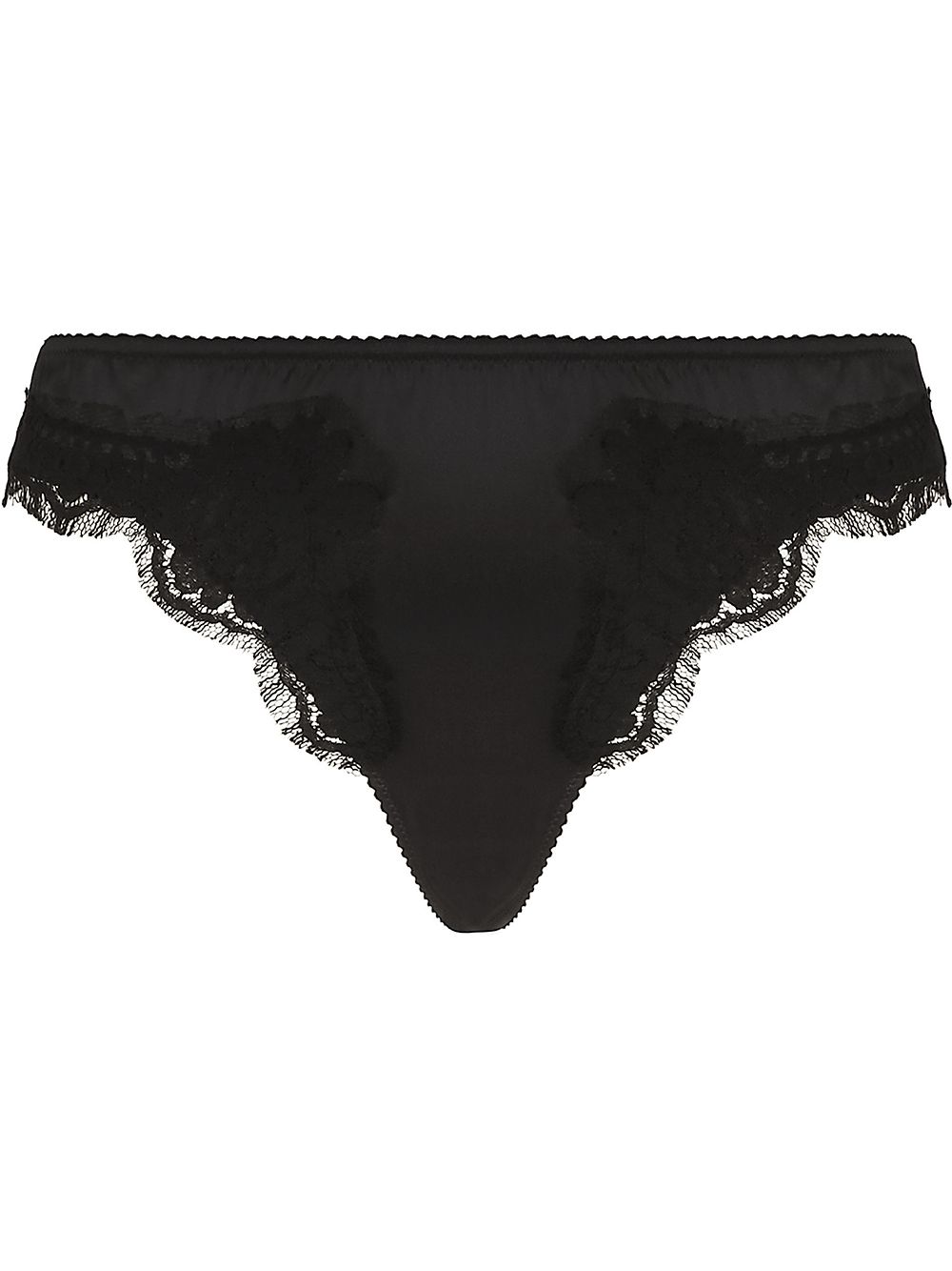 Dolce & Gabbana lace-trim satin thong - Black von Dolce & Gabbana