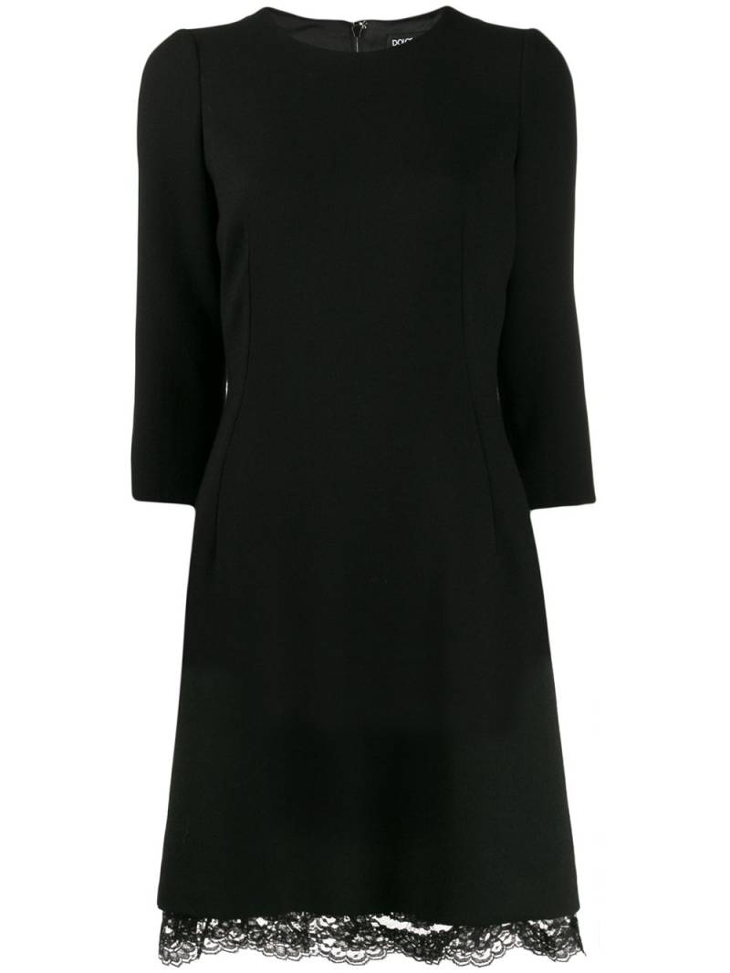 Dolce & Gabbana lace-trim wool minidress - Black von Dolce & Gabbana