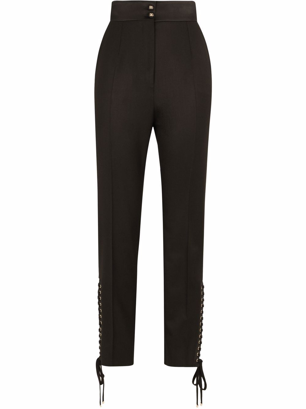 Dolce & Gabbana lace-up twill trousers - Black von Dolce & Gabbana