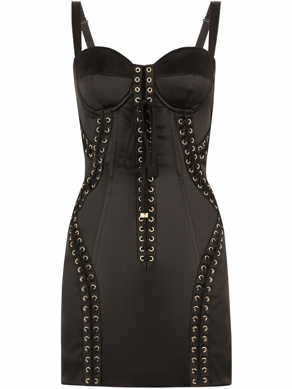 Dolce & Gabbana lace-up satin minidress - Black von Dolce & Gabbana