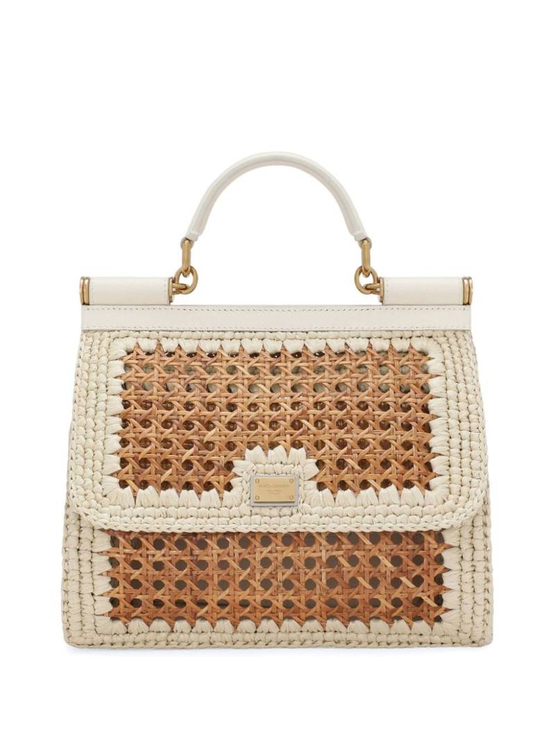 Dolce & Gabbana large Sicily cotton-blend bag - Neutrals von Dolce & Gabbana