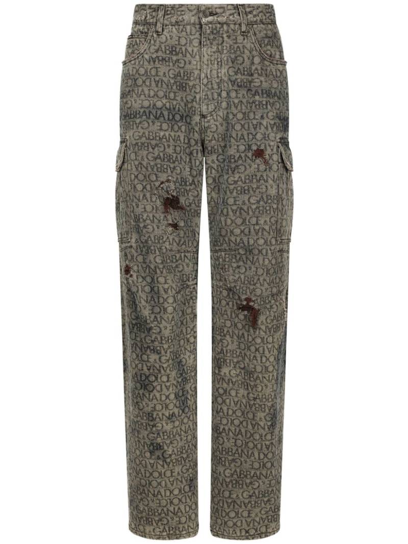 Dolce & Gabbana laser logo-pattern cargo jeans - Neutrals von Dolce & Gabbana