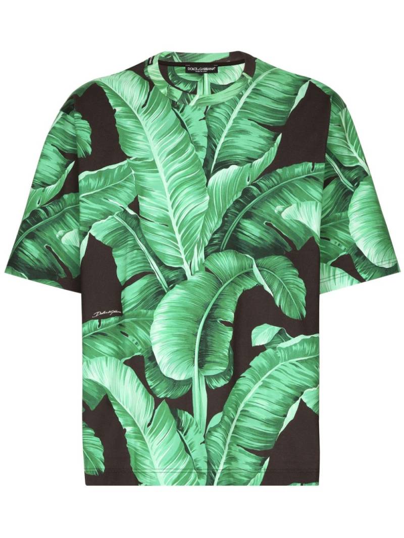 Dolce & Gabbana leaf-print cotton T-shirt - Green von Dolce & Gabbana