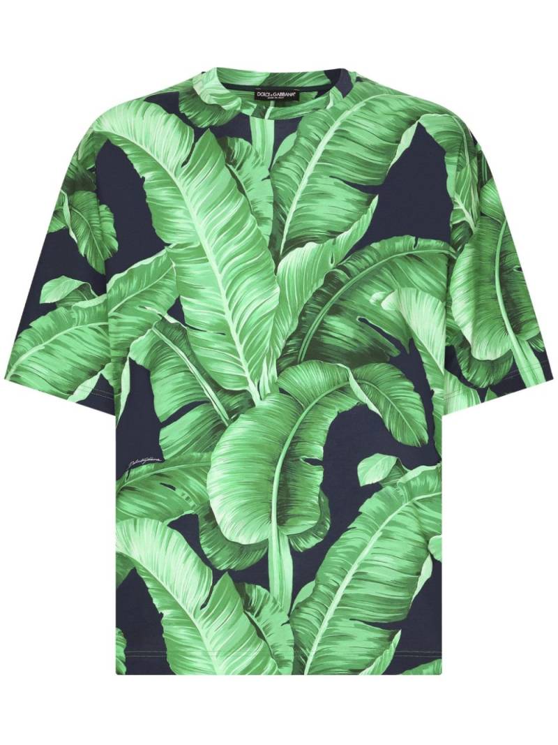 Dolce & Gabbana leaf-print cotton T-shirt - Green von Dolce & Gabbana