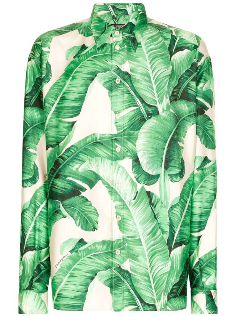 Dolce & Gabbana leaf-print silk shirt - Green von Dolce & Gabbana