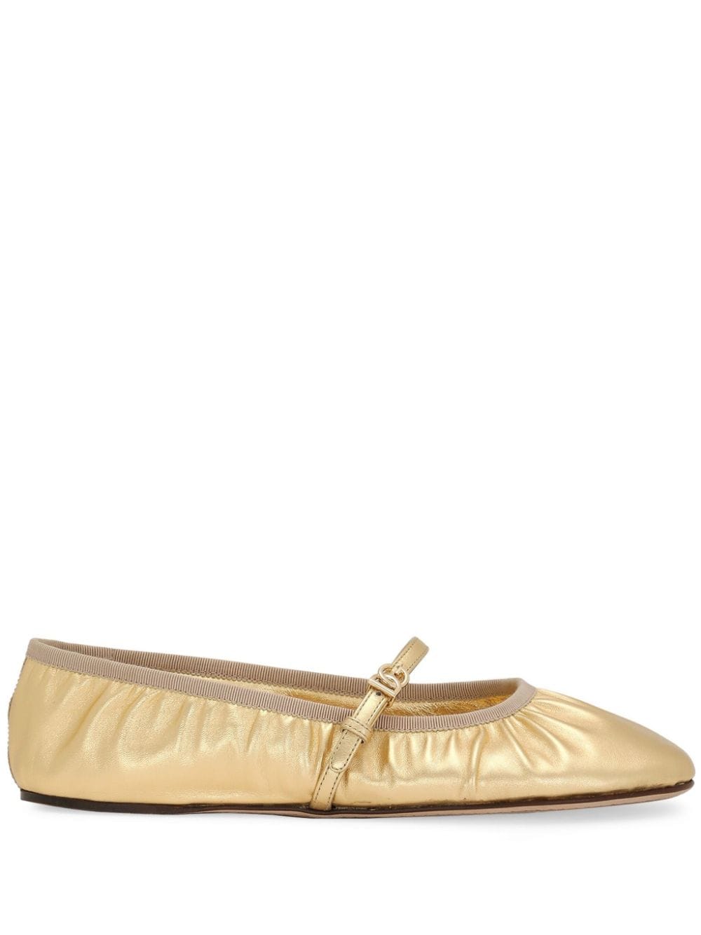 Dolce & Gabbana leather ballerina shoes - Gold von Dolce & Gabbana