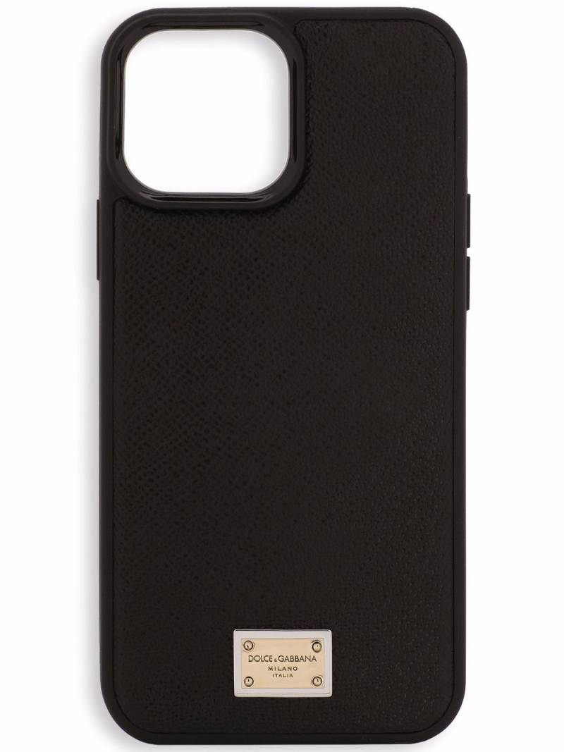 Dolce & Gabbana leather iPhone 13 Pro Max case - Black von Dolce & Gabbana